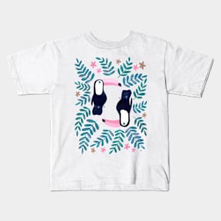 Toucans Pattern - Pink & Teal Kids T-Shirt